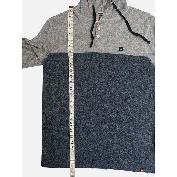 Airwalk Men’s Medium Long Sleeve Hoodie Henley Pullover Gray Navy Colorblock - Picture 11 of 12